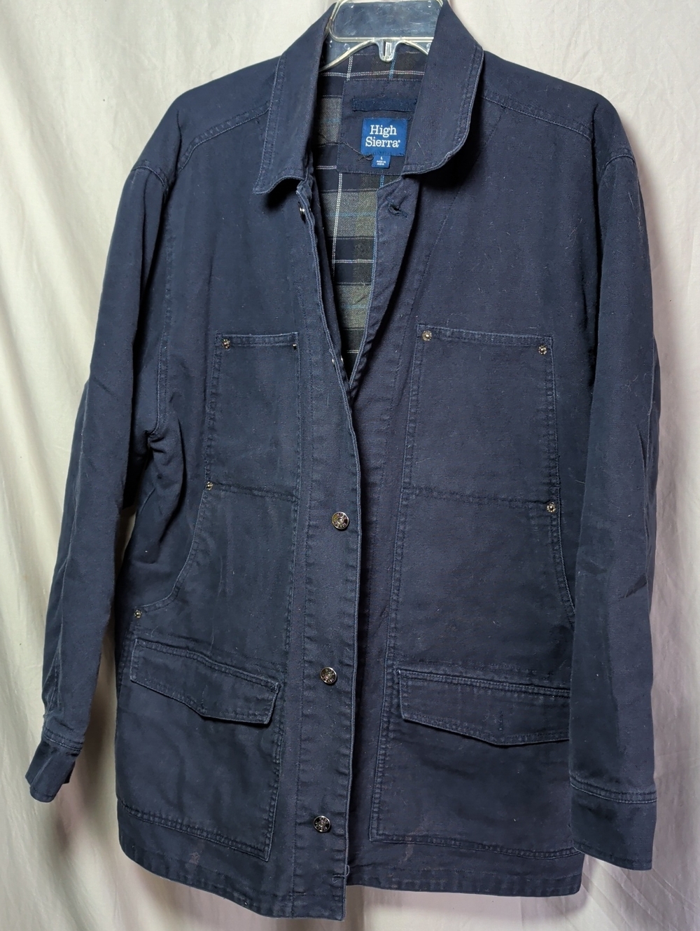 High Sierra Men's Dark Navy Flannel Field Jacket Outdoor Cooler Weather Day Wear